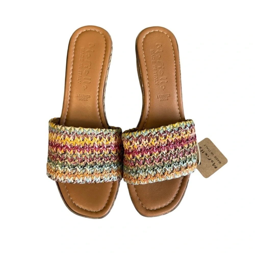 Mariella Colorful Woven Wedge Sandal. Multicolor Size 7.5 #1719 NWT